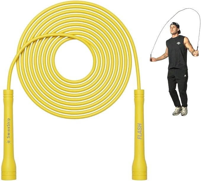 Swissskip Speed Jump Rope by Dayan Kolev, 5mm PVC Skipping Rope, Great for Beginners and Advanced Athlets, Designed for Fitness, Cardio, Boxing & CrossFit, Adjustable length with Unbreakable Handles