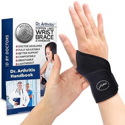 Doctor Developed Wrist Brace - Wrist wrap for Carpal Tunnel Arthritis,Tendonitis, Hand Support - Ideal for Fitness, Weightlifting - Handbook included (Black(Pack of 1), Wrist Brace)