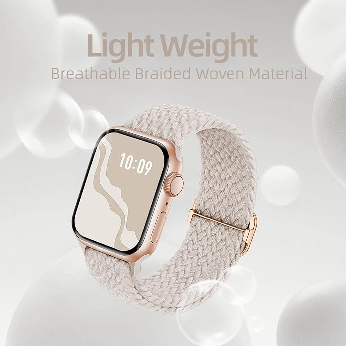 4 Pack Braided Stretchy Bands Compatible with Apple Watch 40mm 41mm 38mm 42mm 44mm 45mm 46mm 49mm Women Men, Breathable Nylon Elastic Daily Use Straps for iWatch Series 11/10 9 8 7 6 5 4 3 SE/Ultra 2