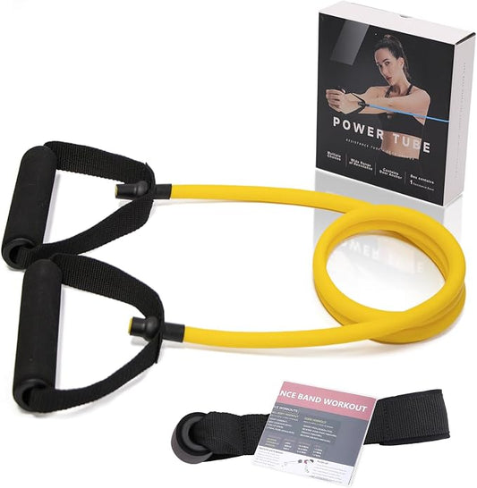 Resistance Bands with Handles and Door Anchor for Home Workouts | For women and men; includes a door anchor and simple guide for exercise, stretching, and home workouts.