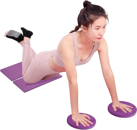 2-Pack TPE Yoga Knee Pads & Exercise Mat - Extra Thick Non-Slip Support for Plank, Push-Up, Kneeling, Pilates & Floor Workouts - Full Body Protection for Knees, Elbows, Wrists - Ideal Yoga Essentials for Women & Men