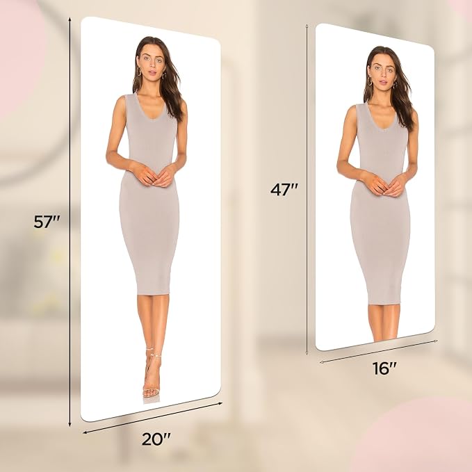 iCAGY Acrylic Self Adhesive Mirror Sheet for Wall | Plastic, Non Glass, Sticky, Kid Safety Mirror Tiles for Wall, 20x57 inch 4 Pcs