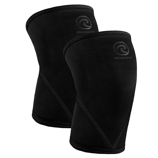 Rehband Classic 7mm V Knee Sleeve for Weightlifting, Competition Grade Powerlifting Knee Sleeve, Compression Sleeve for Crossfit, Squats, Gym & Heavy Lifts, Colour:Carbon/Black - 1 Pair, Size:Small
