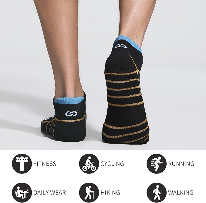 Lapulas Athletic Running Ankle Socks, Low Cut Cushioned Anti-Blister Tab Sports Socks Men Women 6Pairs