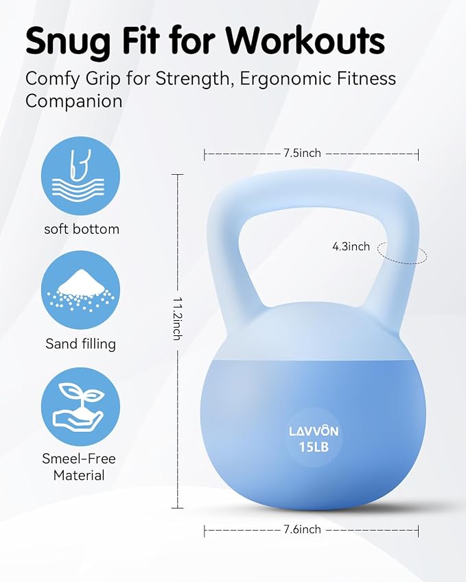 Soft Kettlebell - Cushioned Impact-Resistant Base and Anti-Slip | Kettle bell Anti-Slip Grip Weight for Home Workouts, Safe Strength Training Kettlebells Sets for Women& Men - Non-Slip Gloves
