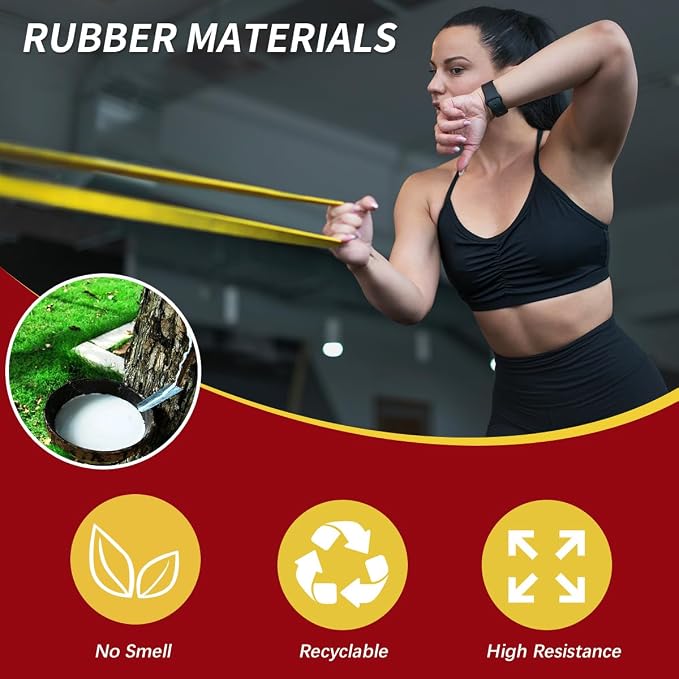 WHATAFIT Resistance Bands, Pull Up Assist Bands with Handles, Door Anchor | Natural Latex Rubber, Progressive Tension, Exercise Loop for Full-Body Fitness, Portable Gym Bag, Warm-Up & Stretch