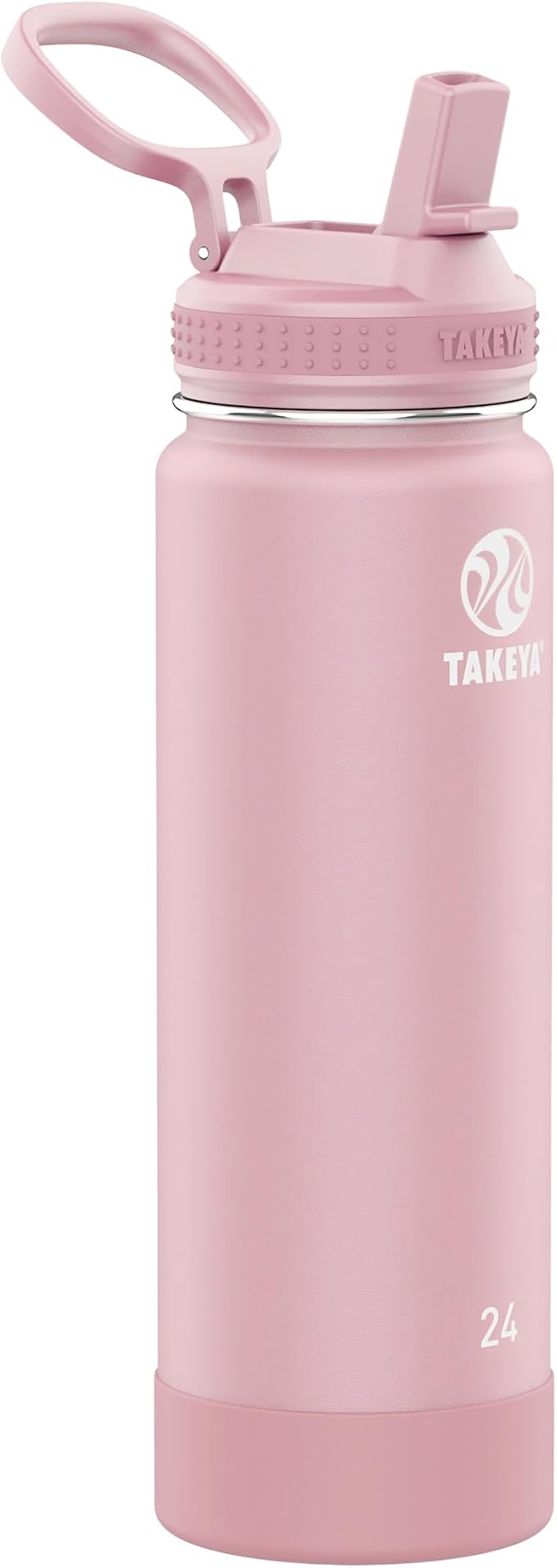 Takeya 24 oz Actives Stainless Steel Water Bottle with Straw Lid – Leakproof, Double-Wall Insulated, Keeps Drinks Cold 24 hrs/Hot 12 hrs, BPA-Free, Powder-Coated, Gym & Travel, Blush