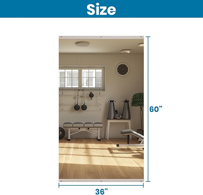 LOVMOR Home Gym Mirror 60"x36" 1 Pack, Wall Mounted Frameless Home Decor Mirror, Full Length for Yoga Dancing Room Living Room Bathroom