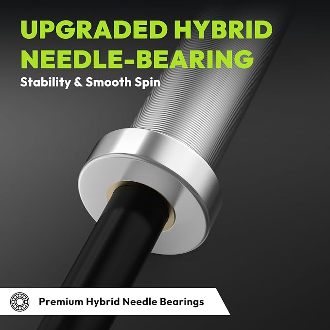HANDBODE Olympic Barbell, 4FT, 5FT, 6FT & 7FT Weight Bar, Multiple Options | 2-Inch Needle Bearings, Hard Chrome Coating, Knurled Grip, Powerlifting, Bench Press, Deadlift, Squat, Hip Thrusts And Cleans