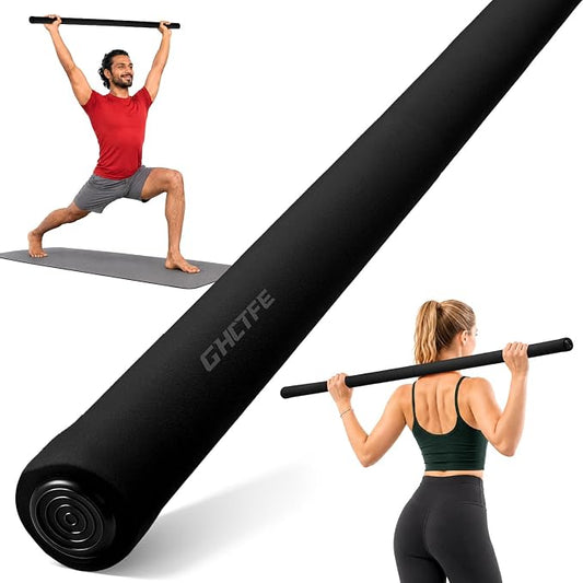 Adjustable Yoga Stick for Stretching & Balance, Upgraded Workout Pilates Equipment for Back Posture Corrector, 4-Section Steel Mobility Bar for Flexibility, Physical Therapy, Exercise Training