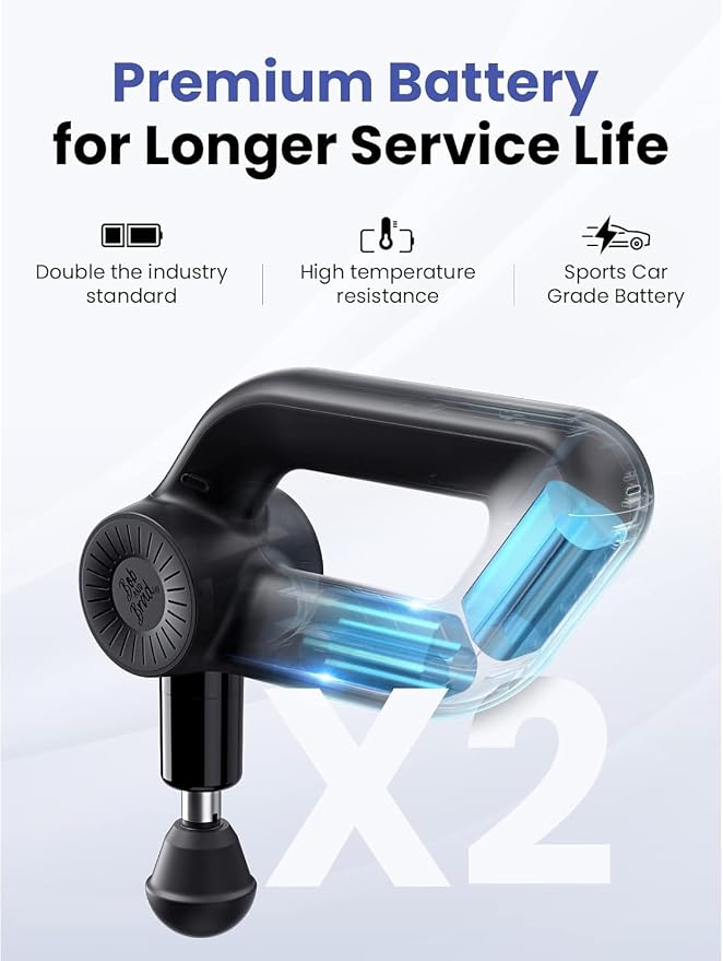 BOB AND BRAD D6 Pro Massage Gun Deep Tissue Percussion with 16mm Amplitude 85lbs Stall Force, FSA Eligible & HSA Approved Professional Muscle Massager for Athletes, Quiet Electric Back Massager