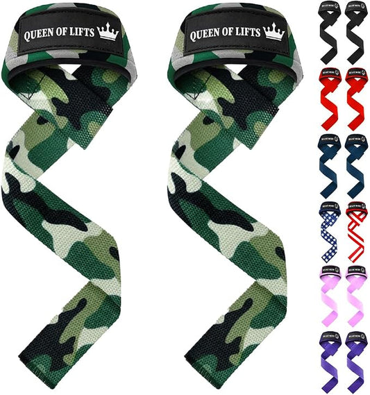 TECEUM Neoprene Padded Cotton Lifting Straps for Weightlifting, 1 Pair