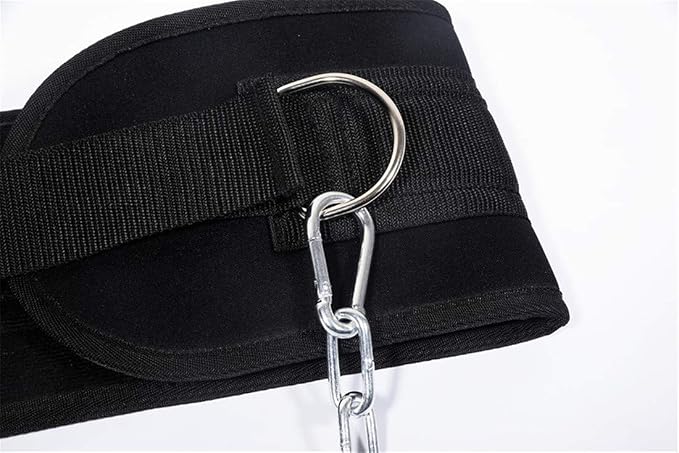 Pull-up Belt Weighted Dip Belt with Chain Double D-ring Weightlifting Back Support Strap Home Gym Equipment Waist Belt