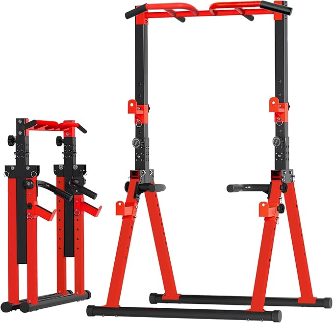 Foldable Power Tower Pull Up Bar Station, Adjustable Height | 700lbs Loading,Free Standing Pull Up Power Tower Station,Portable and Space Saving,fits Woman and Man, Mulit-grips,