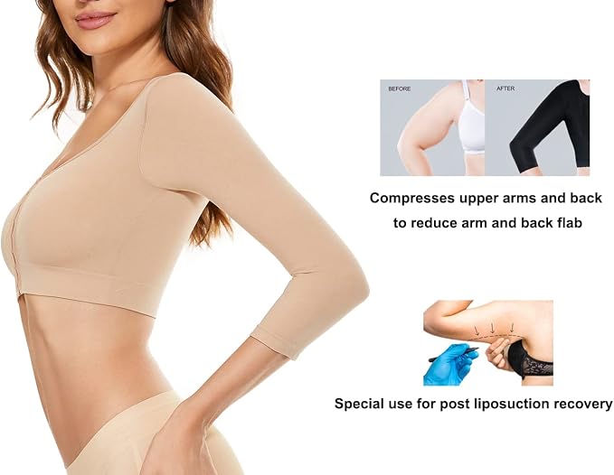 KSKshape Arm Shaper for Women Post Surgery Arm Lipo Compression Sleeves Front Closure Shapewear Bra Posture Corrector