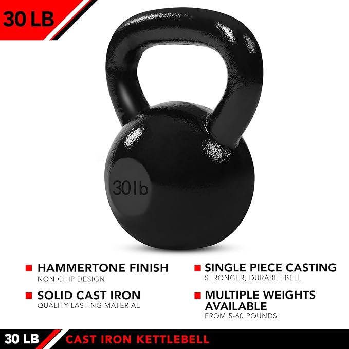 JFIT Cast Iron Kettlebell – Single Weight, Flat Bottom, Polished Handle | Men & Women | CrossFit, Cardio & Strength Training