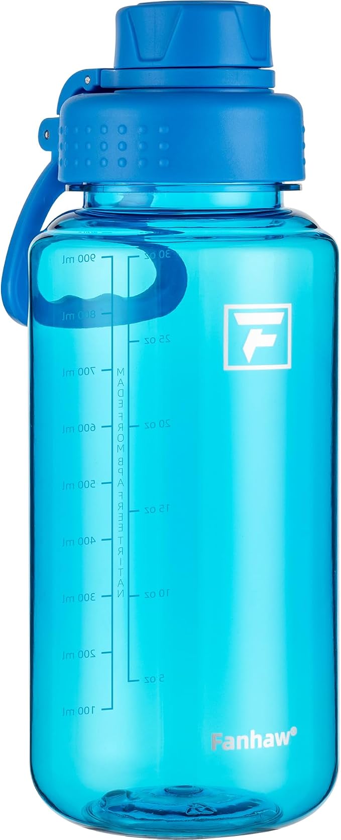 Fanhaw 32 oz Clear BPA-Free Tritan Water Bottle with Fast-Flow Spout Lid, BPA-Free & Leak-Proof Wide-Mouth Reusable Bottle for Gym, School & Office, Back to School Essentials (Classic Blue)