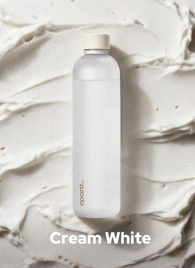 Opard Slim Water Bottle 32oz, Dishwasher Safe Plastic Water Bottle BPA-Free, Leakproof Screw Top, Cream White, Reusable for Travel School Sport Gym Hiking