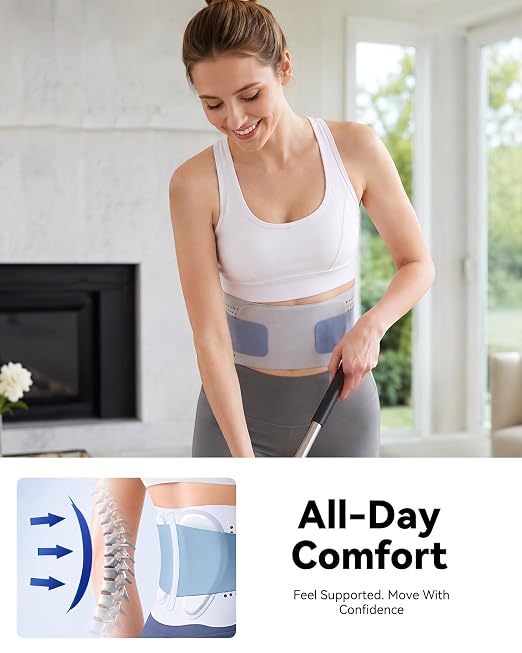 Ultra-Thin Lower Back Support Belt for Sciatica Pain Relief Brace | Breathable,Ergonomic Curve Panel,Adjustable Lumbar Support for Men & Women Sitting, Working and Sports.Fits:Waist 37.4-40.9"
