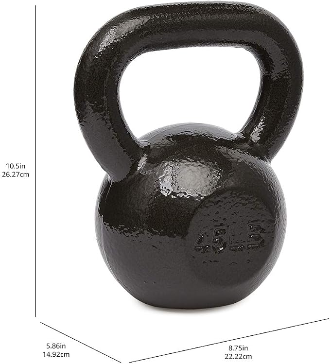 Amazon Basics Cast Iron Kettlebell for Strength Training, Textured Wide Handle, Black