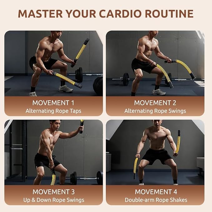 IPO 2026 Upgrade Weighted Ropeless Battle Ropes, Heavy Duty Portable Cordless Battle Ropes for Home Gym with Poster, Workout Exercise Rope for Strength Building, HIIT and Low-Impact Aerobic Training for Men & Women