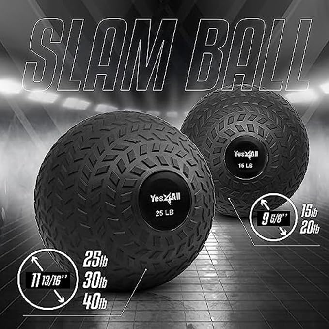 Yes4All Slam Balls, 10-40lb Weighted Ball Weight, Durable PVC Sand Filled Workout Dynamic Slam Ball for Core Strengthen