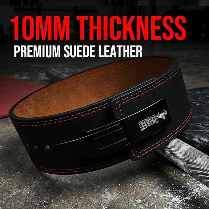 IBRO Powerlifting Lever Gym Belt – Power 8MM, 10MM or 13MM Extreme Heavy Duty Genuine Leather Belts - Squats Deadlifts Bodybuilding Weight Lifting IPF Power Lifting Strongman for Men