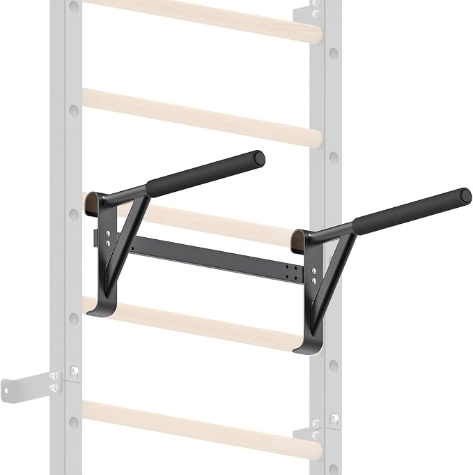 Kipika Gymnastic Stall Bar - 2"x2" Swedish Ladder with 1" Hole, Wall Mounted Pull-up Bar Ladder Suspension Trainer, Solid Wood Grips Gymnastics Training Bar for Home, Wall Gym, School