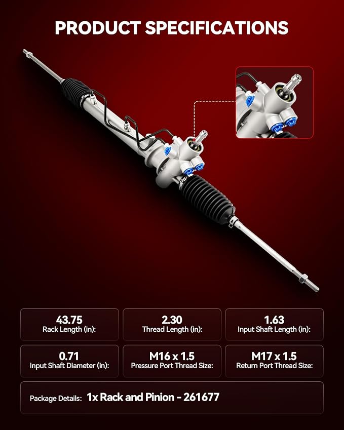 Torchbeam Power Steering Rack & Pinion Assembly Fit for 1991-1998 Tercel, 1992-1998 Paseo, Hydraulic System Steering, Replaces OEM 26-1677