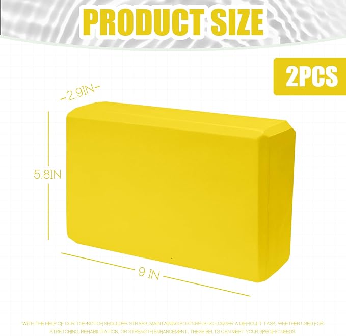 Septo 2 Pcs Yoga Blocks, 9x6x3 Inch Foam Blocks for Pilates | High density EVA foam Yoga Props lightweight non-slip surface for meditation stretching balance training