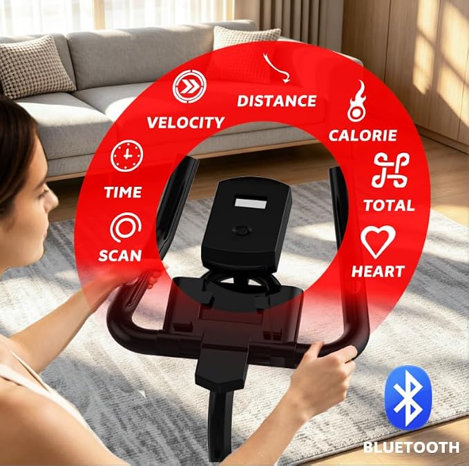 Exercise Bike with Bluetooth, Wool Felt Brake Pad Stationary Bike - 300lb Weight Capacity Quiet Belt Drive Indoor Cycling Bike for Home Cardio, Adjustable Handlebar & Extra Soft Seat, Digital LED Monitor