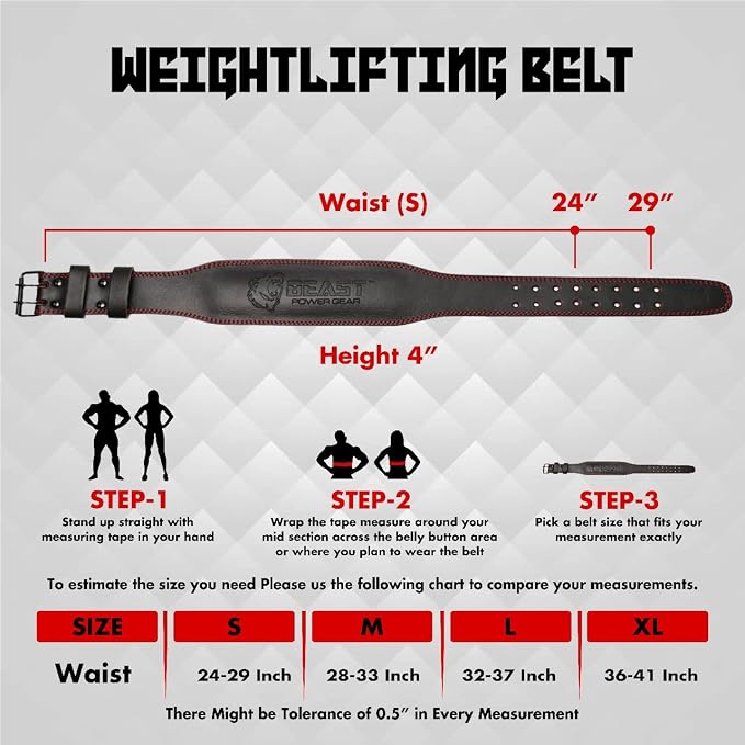 Weight Lifting Belt - 4” Genuine Leather Belts Padded Lower Back Support for Gym Bodybuilding Squat Deadlift Weightlifting Cross Strength Training Men Women Free Wrist Wrap