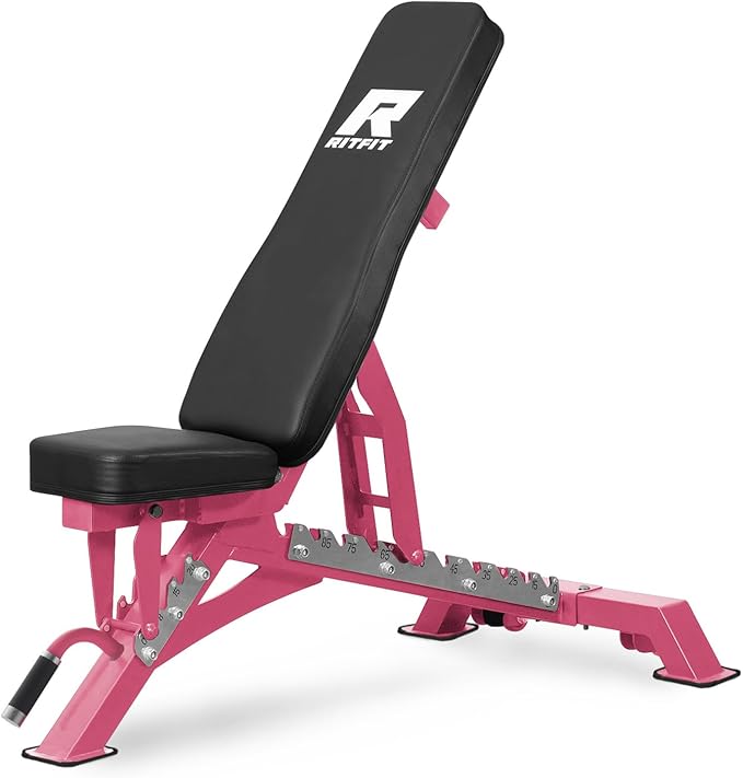 RITFIT Adjustable Weight Bench, Incline Decline Flat, 1300LB Capacity | Full Body Workout Bench for Home Gym Strength Training, 10 Backrest Positions, 3 Seat Angles, Heavy Duty Steel Frame