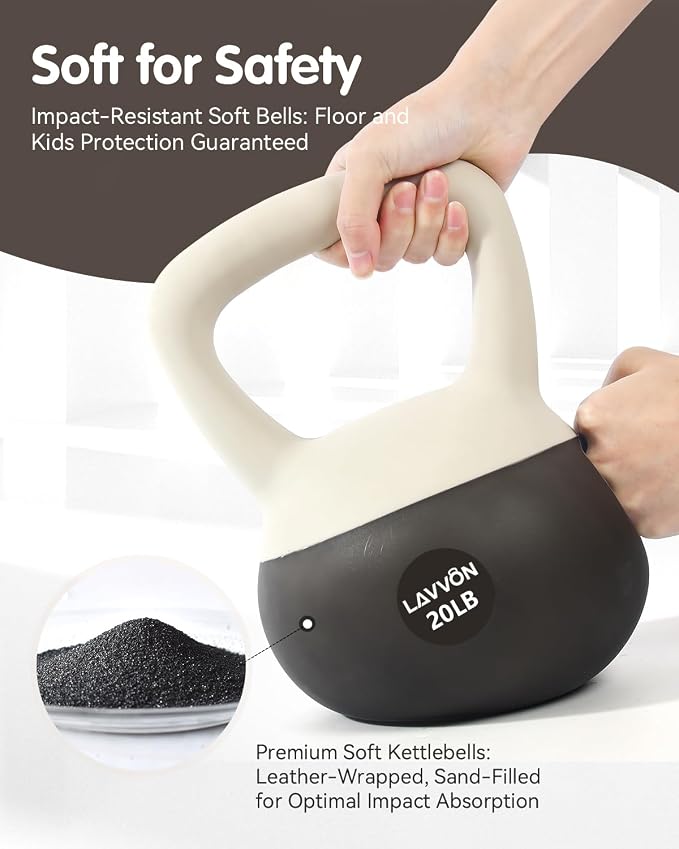 Soft Kettlebell - Cushioned Impact-Resistant Base and Anti-Slip | Kettle bell Anti-Slip Grip Weight for Home Workouts, Safe Strength Training Kettlebells Sets for Women& Men - Non-Slip Gloves