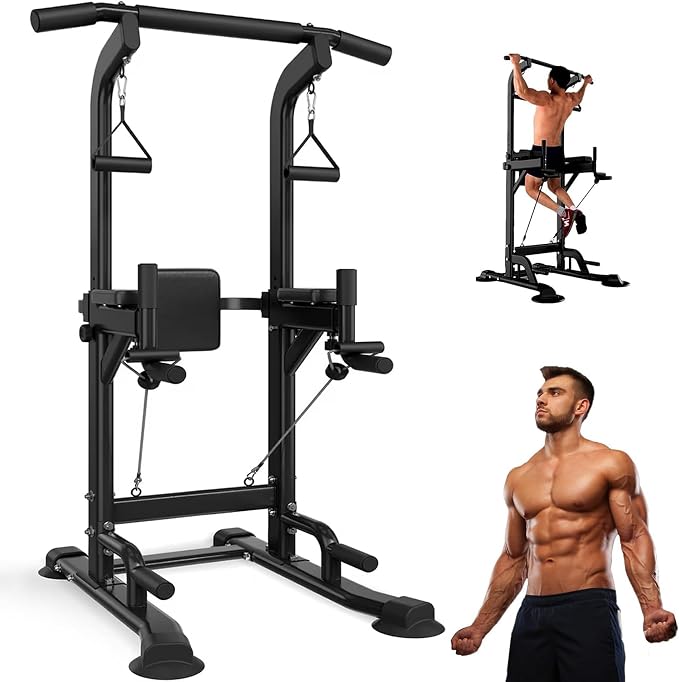 Tappio Power Tower Pull Up Bar for Home Gym, Multi Functional Pull Up Bar Stand Dip Bar Station, Adjustable Height Workout Dip Station Strength Training Fitness Equipment