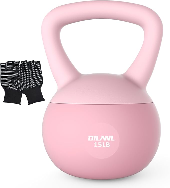 Soft Kettlebell, Safe Strength Training Kettle bell, Cushioned Impact | Resistant Base and Anti-Slip Grip Weight, Kettlebells Set for Home Workouts and Men/Women/Beginners,With Non-slip Gloves