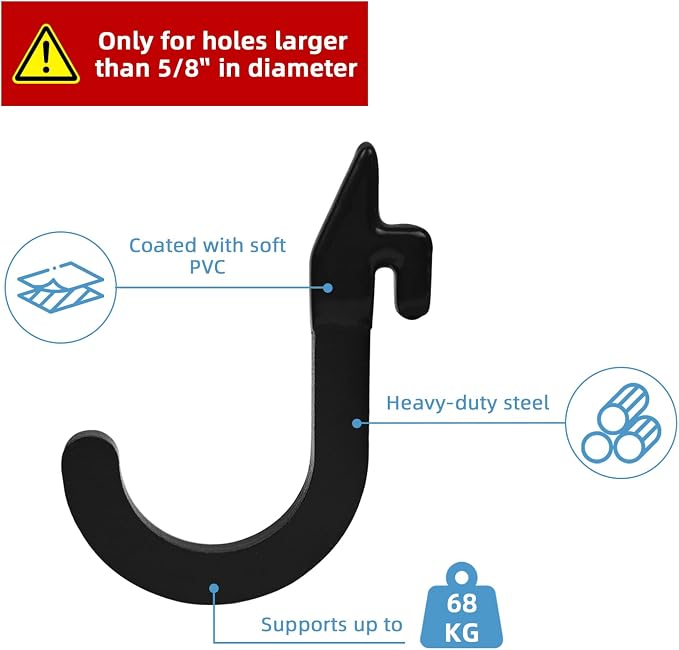 8PSC Squat Rack Accessories Hook Holder,Power Rack Attachments Hooks,DIY Storage Hook for Resistance Bands Barbell Collars and Gym Accessories (Black)