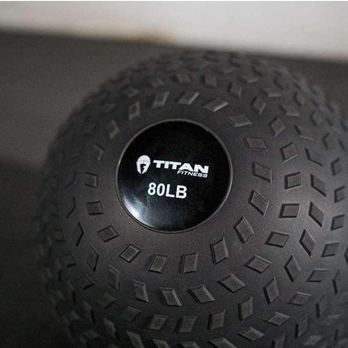 Titan Fitness Rubber Tread Slam Ball, Dead Bounce, Weight Workout - Throw, Catch, Slam, Twist
