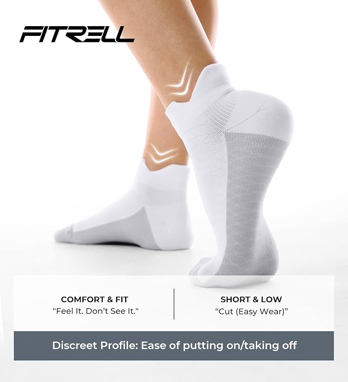 FITRELL Ankle Compression Socks for Women & Men - 5/6 Pairs Cushioned Arch Support Running Socks, Plantar Fasciitis Relief