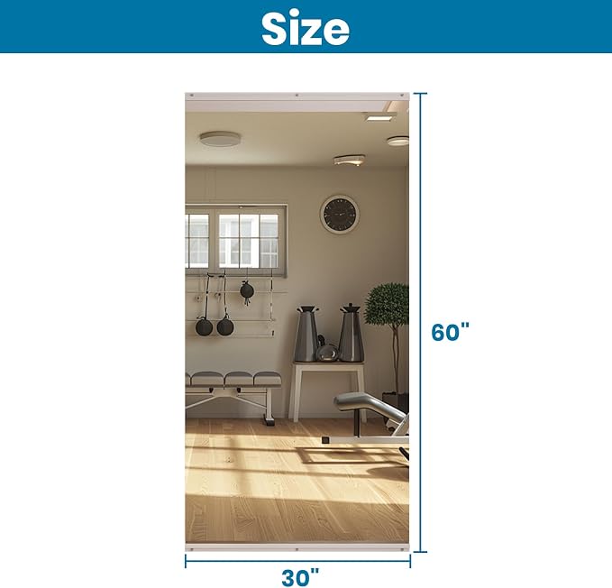 LOVMOR Home Gym Mirror 60"x30" 1 Pack, Wall Mounted Frameless Home Decor Mirror, Full Length for Yoga Dancing Room Living Room Bathroom