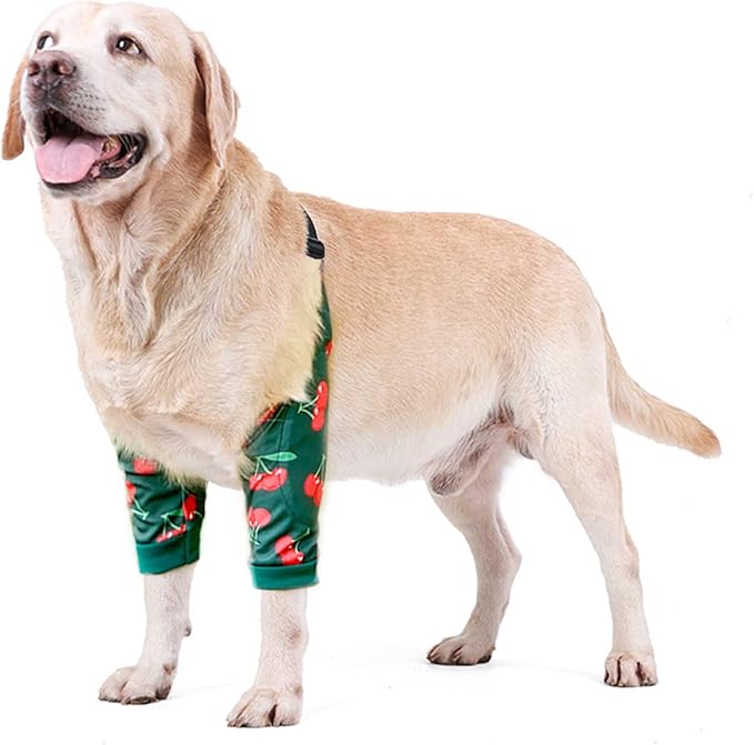 HDKUW Dog Elbow Protector, Dog Front Leg Recovery Sleeve for Prevent Licking Wound, Elbow Sleeves with Mesh Pad for Medium Large Dogs Cherry 3XL