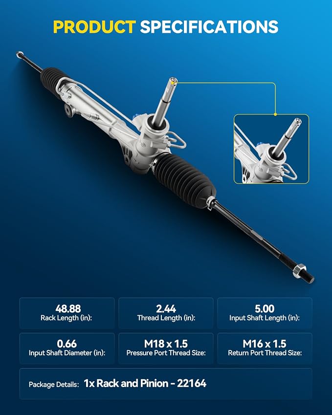 PHILTOP Hydraulic Power Steering Rack & Pinion Assembly for 1997-2005 Venture FWD, Montana, Silhouette, Aztek, 2002-2007 Rendezvous, Replace# 22-164