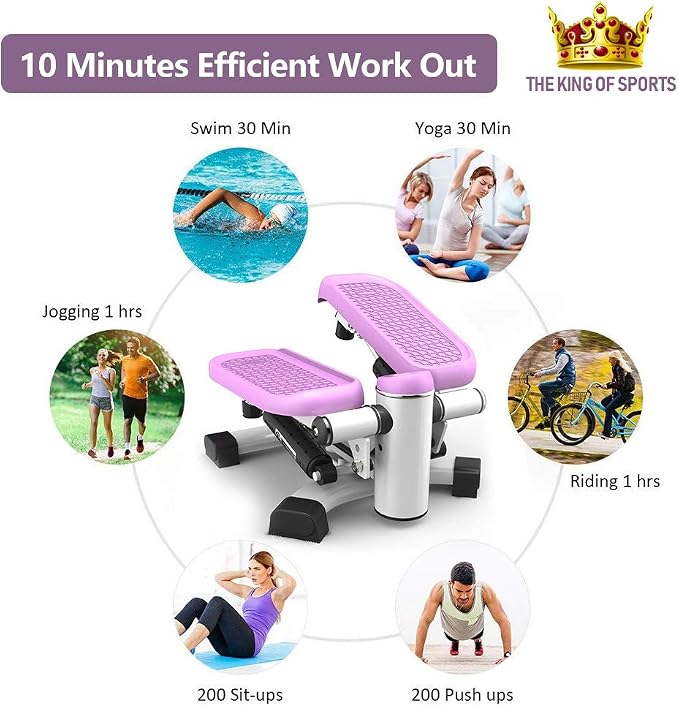leikefitness Premium Portable Climber Stair Stepper & Waist Fitness Twister Step Machine with LCD Monitor ST6600-1(Pink)