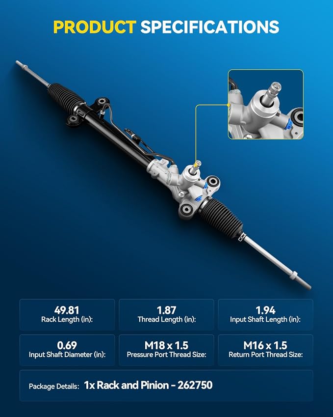 PHILTOP Power Steering Rack and Pinion for 2007-2011 CR-V(Japan Built) | No.53010SWAA01, 53601SWAA03, 262750, 53601SWAA01