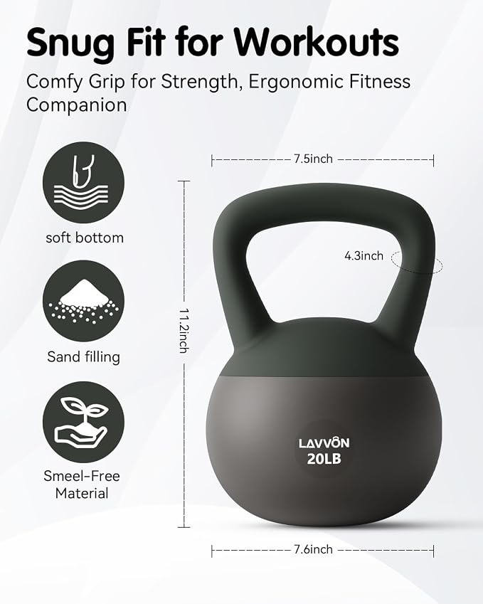 Soft Kettlebell - Cushioned Impact-Resistant Base and Anti-Slip | Kettle bell Anti-Slip Grip Weight for Home Workouts, Safe Strength Training Kettlebells Sets for Women& Men - Non-Slip Gloves