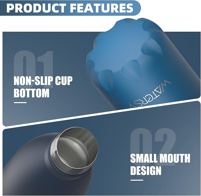 WATERSY Stainless Steel water bottles,17oz/500ml Insulated Water Bottle | Blue Green metal water bottle Keeps Drink Cold and Hot,BPA Free kids water bottles for School,Gym,Travel,Sports
