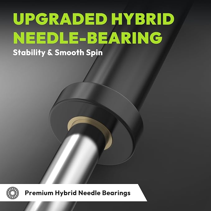 HANDBODE Olympic Barbell, 4FT, 5FT, 6FT & 7FT Weight Bar, Multiple Options | 2-Inch Needle Bearings, Hard Chrome Coating, Knurled Grip, Powerlifting, Bench Press, Deadlift, Squat, Hip Thrusts And Cleans