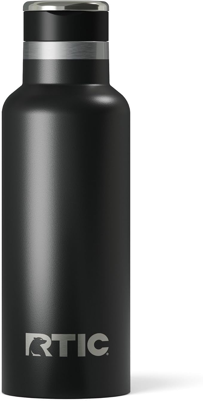 RTIC 16oz Journey Water Bottle, Ceramic Lined, Black | Stainless Steel Metal, Insulated for Hot and Cold Drinks, Sports, Travel and Camping
