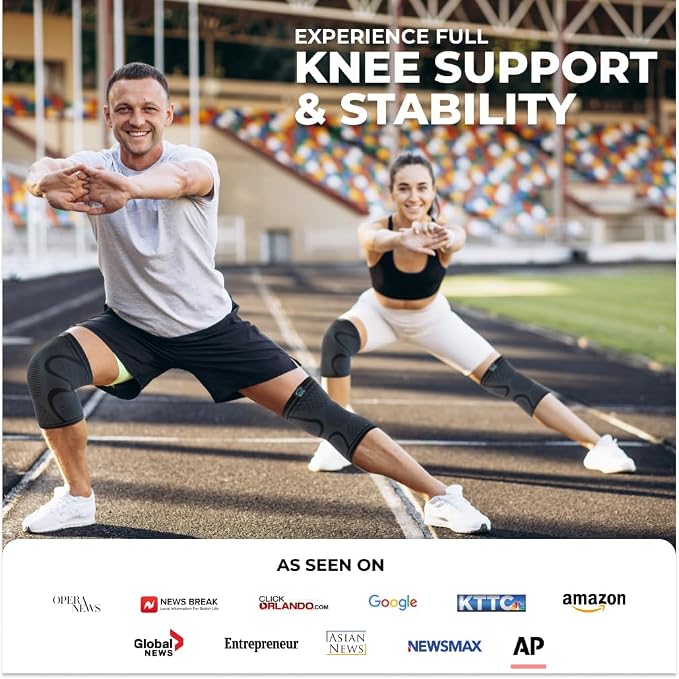 Modvel Compression Knee Brace for Women & Men - 2 Pack Knee Brace for Women Running Knee Pain, Knee Support Compression Sleeve, Workout Sports Knee Braces for Meniscus Tear ACL & Arthritis Pain Relief