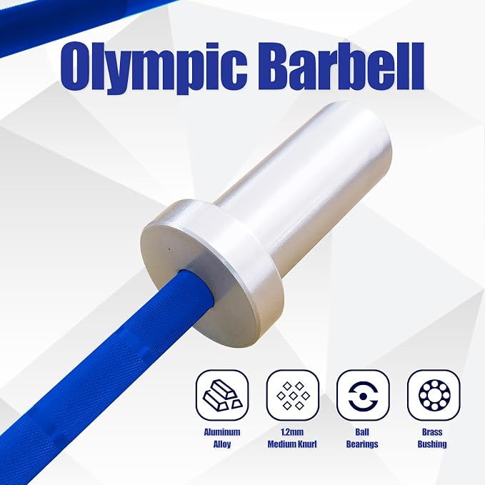 4FT 5LB Aluminum Kids Barbell, 70LB Capacity | Youth training bar with 22mm knurled grip, bearings, brass bushings, and 2-inch Olympic plate compatibility